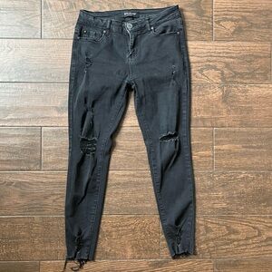 Black Charcoal Distressed Skinny Jeans